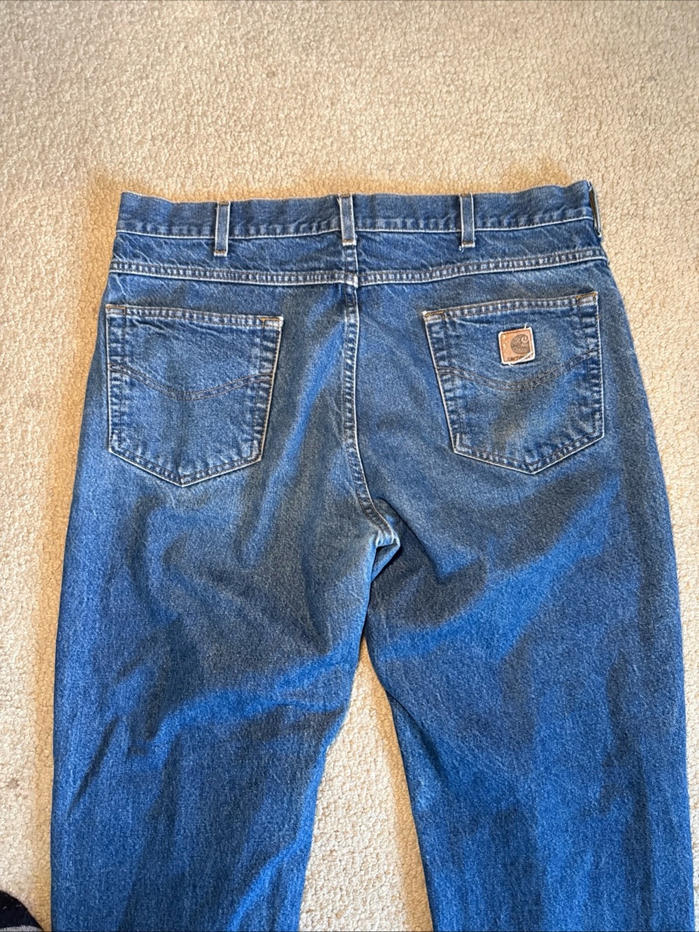 Vintage Carhartt Denim Relaxed Fit Jeans Leather Patch 2002 Workwear | 38Wx34L - Picture 8 of 8